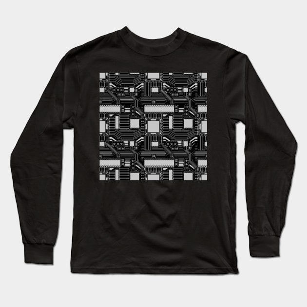 Black & White motherboard Long Sleeve T-Shirt by DriXxArt